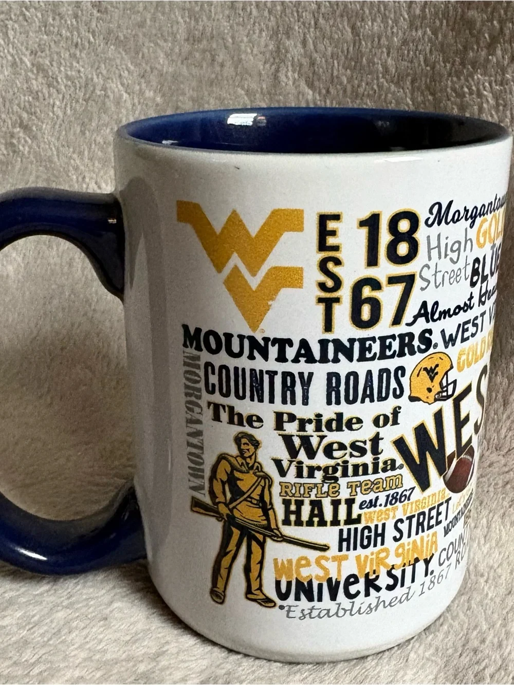 University of West Virginia Mountaineers Coffee Mug Graphic Logo Design All Over